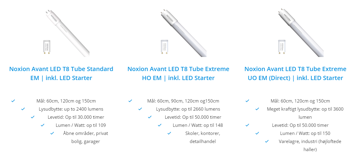 er forskellen de forskellige Noxion LED lysrør? – Lyskilderdirekte